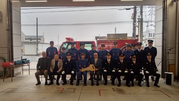 津島市消防団東分団車両の伝達式